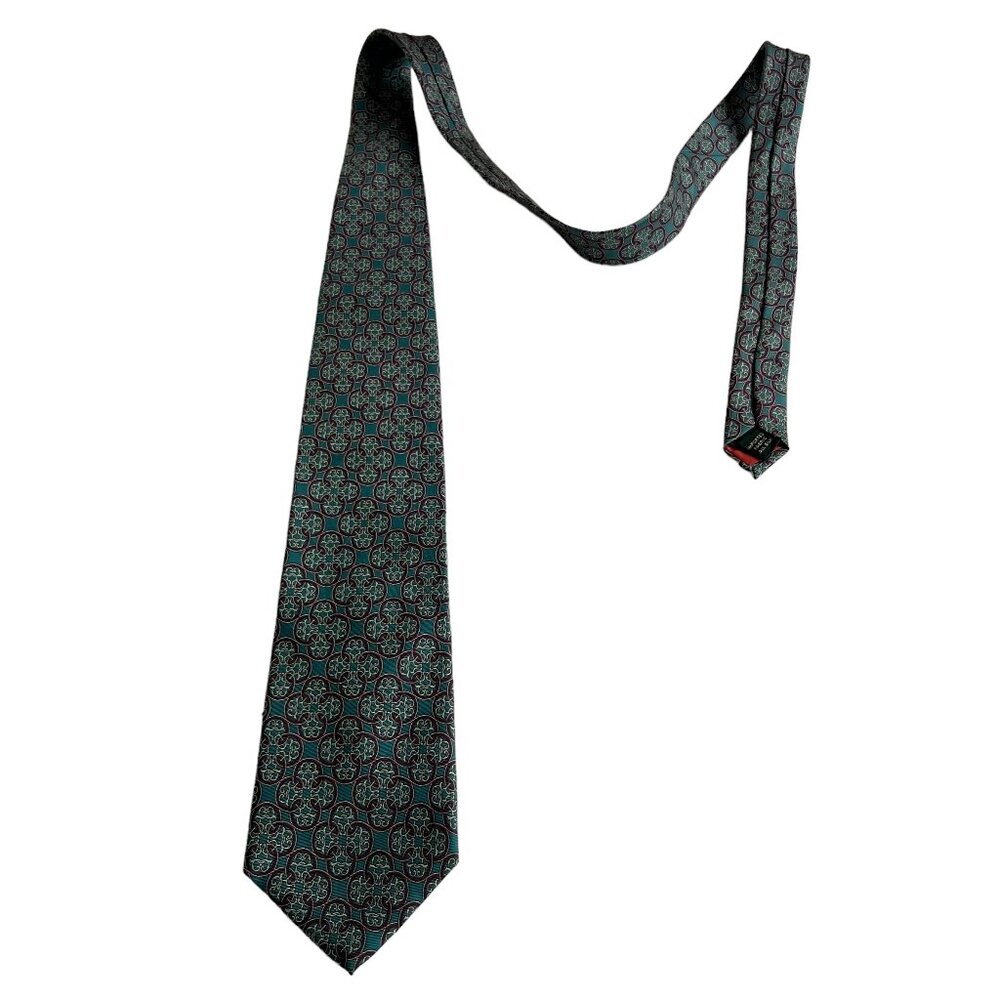 Vintage Bert Pulitzer Carson Pirie Scott tie turquoise ornate purple silk